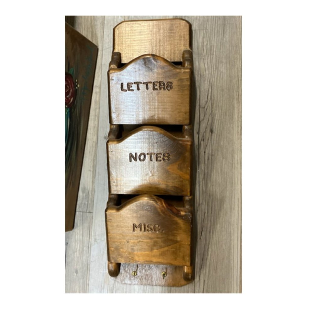 Vintage Wooden Mail Organizer